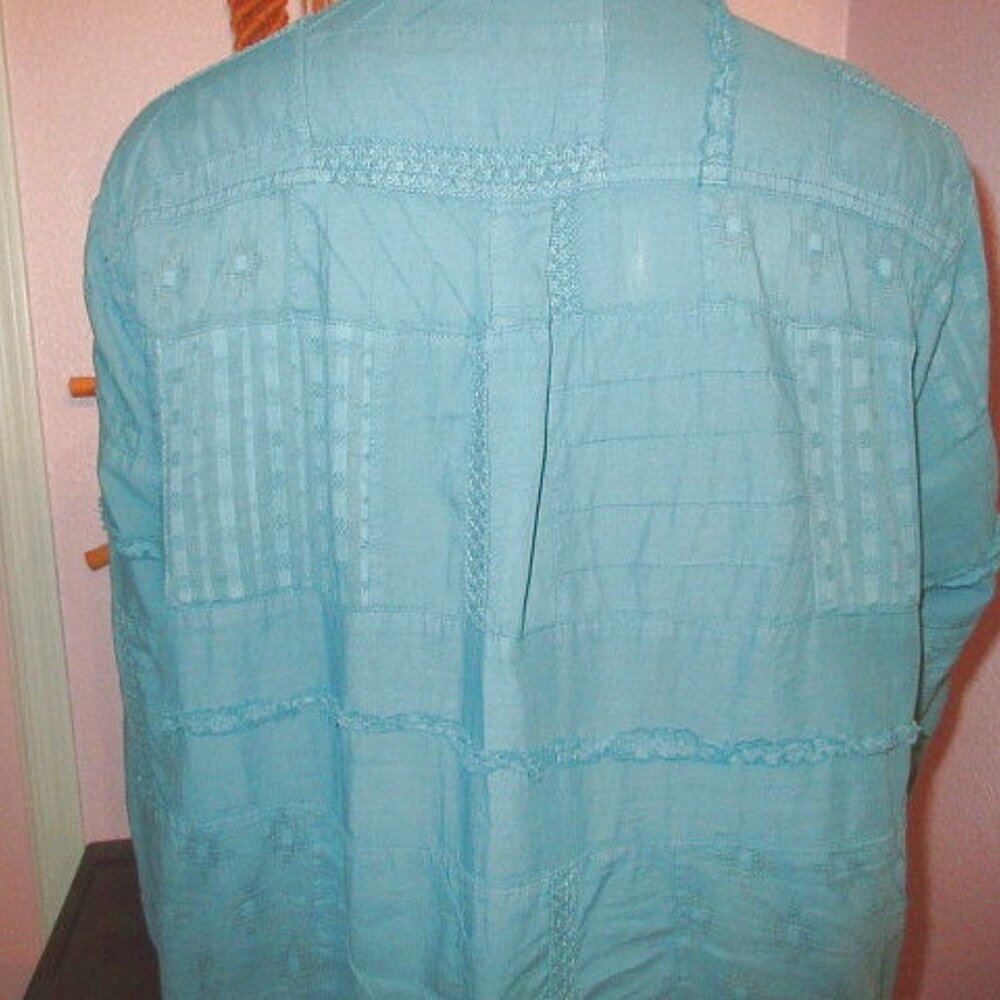 Dylan Patchwork Blouse Top Size L Embroidered Sto… - image 11